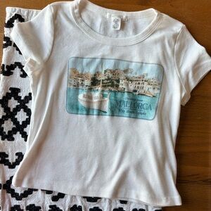 Full Tilt White Mallorca Graphic Tee Shirt kids girls medium M